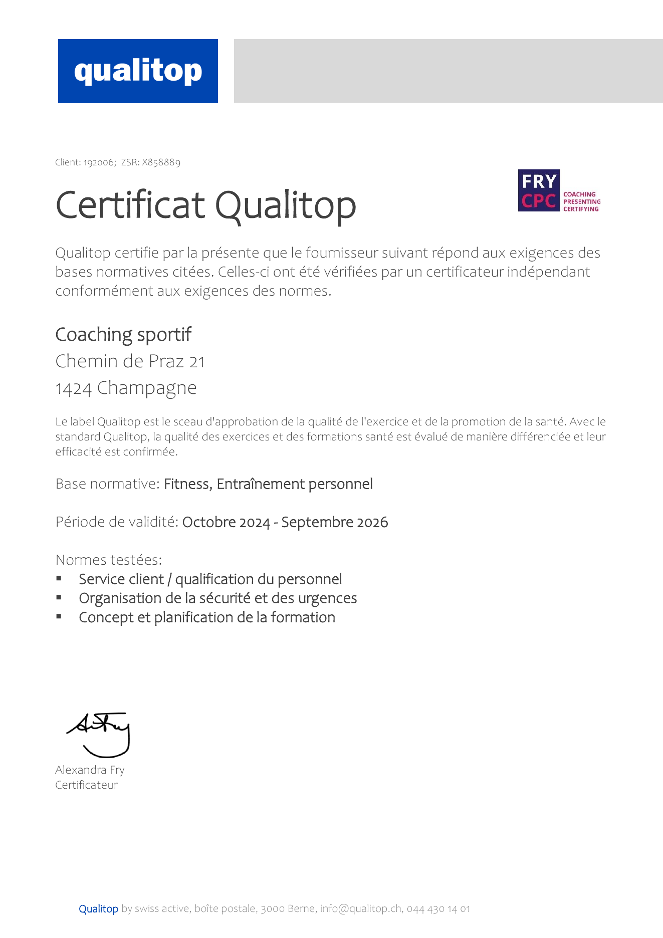 Certificat QUALITOP de Mégane Ehret — page 2